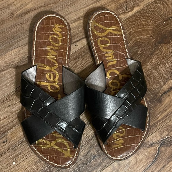 SAM EDELMAN Gillian Crocodile-Embossed Leather Slide Sandals Sz 6 - Picture 6 of 9